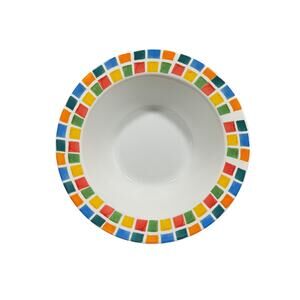 Pier 1 Hand Painted Colorful Mosaic Tile Edge Vegetable Serving Bowl